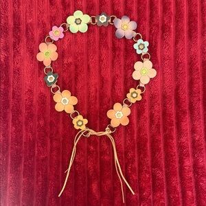 Colorful Floral Leather Belt